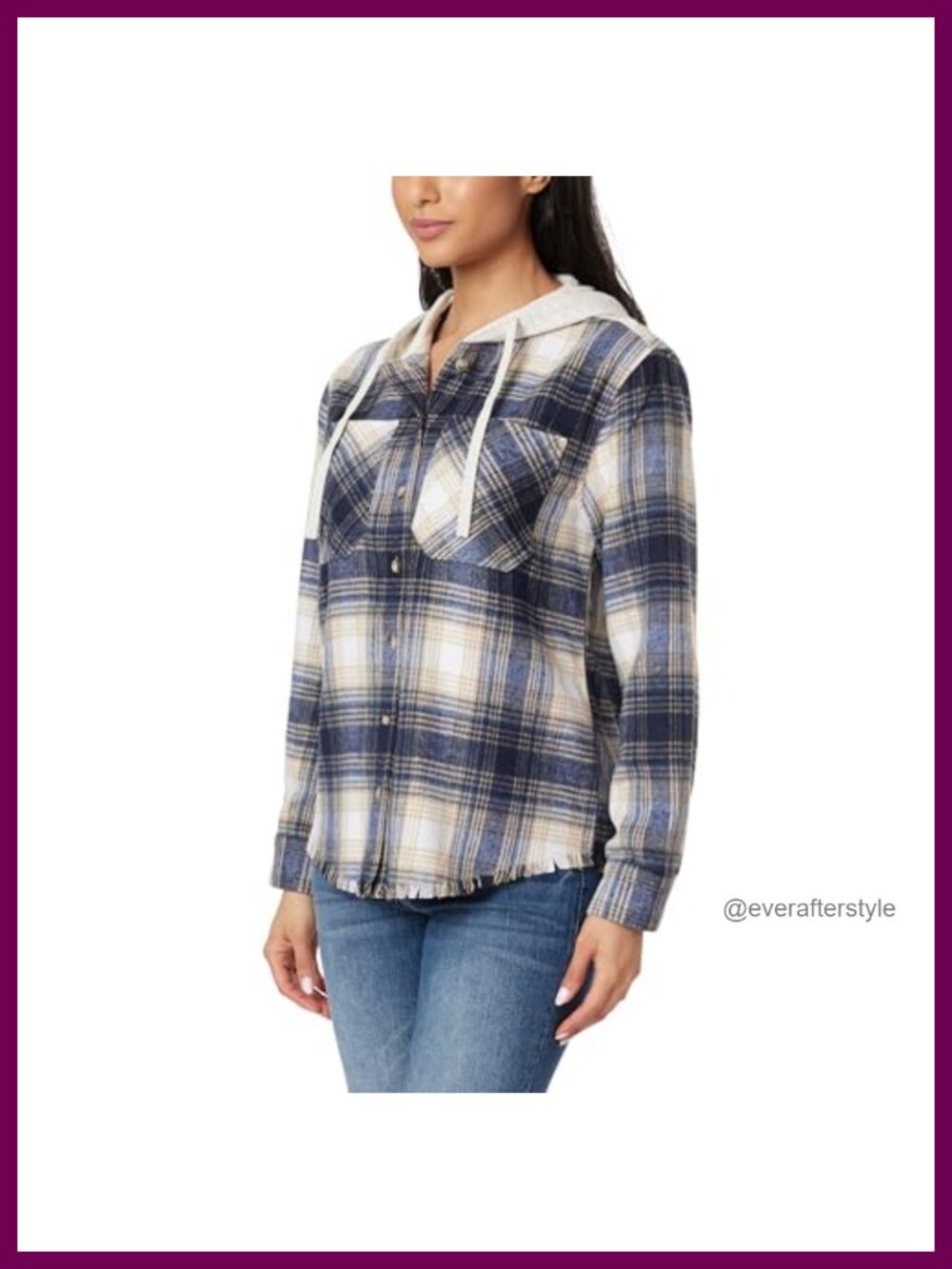 Women's Fleece Plaid Shacket Relaxed Fit Button-Down